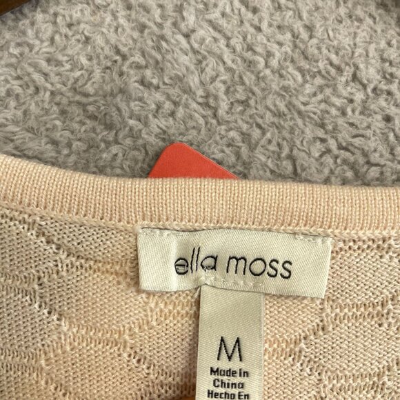 NWOT Ella Moss Women's M V-Neck Short sleeve Sweater Peach Honeycomb Textured - Picture 6 of 10